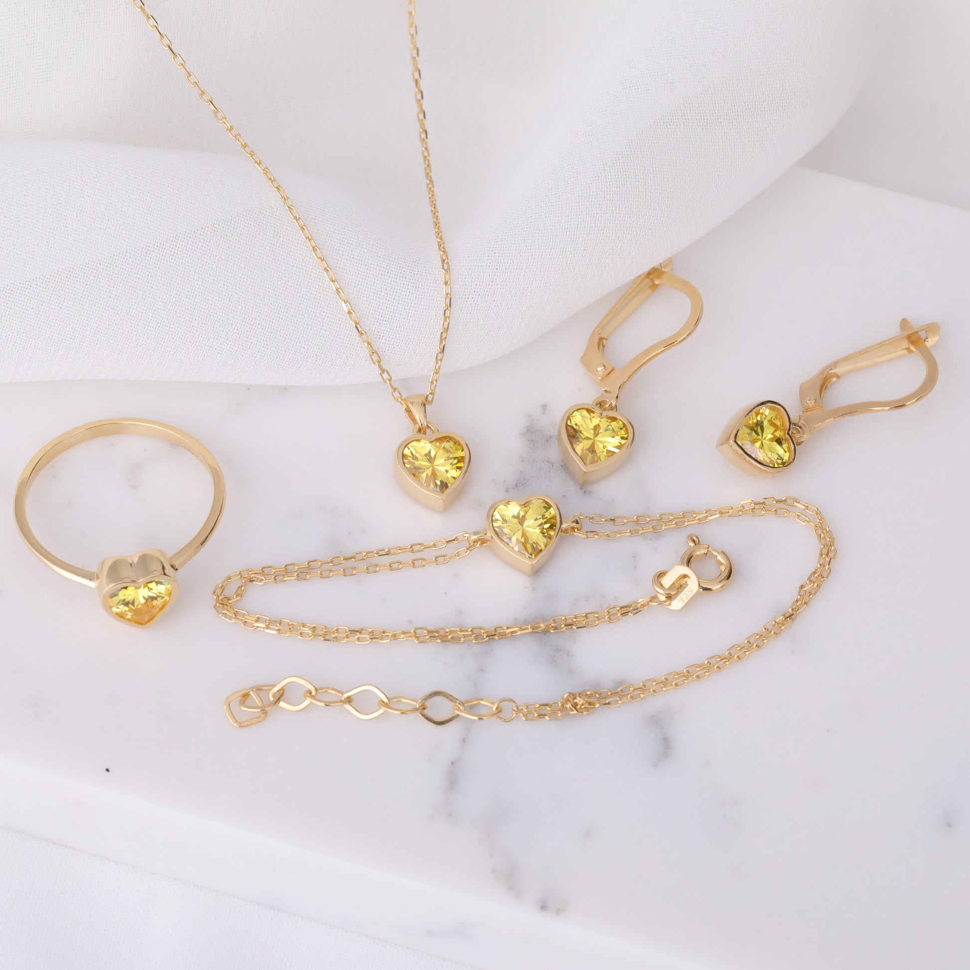 Heart Yellow Topaz Bezel Necklace in 14K Solid Gold, Birthstone Charm Pendant Queen Jewelry Necklace