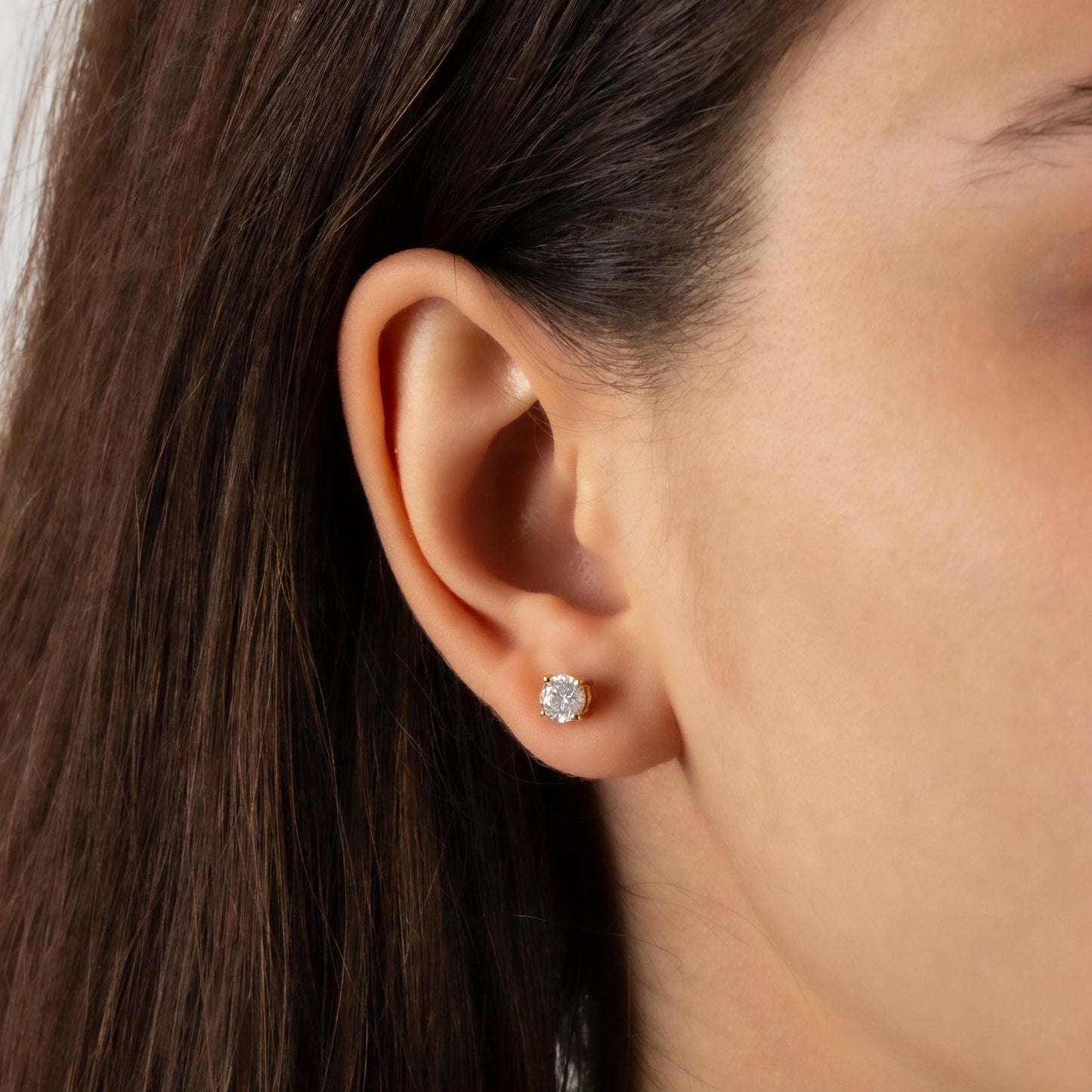 Round White Topaz Earrings 14K Solid Gold, Birthstone, Elegant Earrings, Perfect Gift for Mother's Day - Girlfriend - Wife