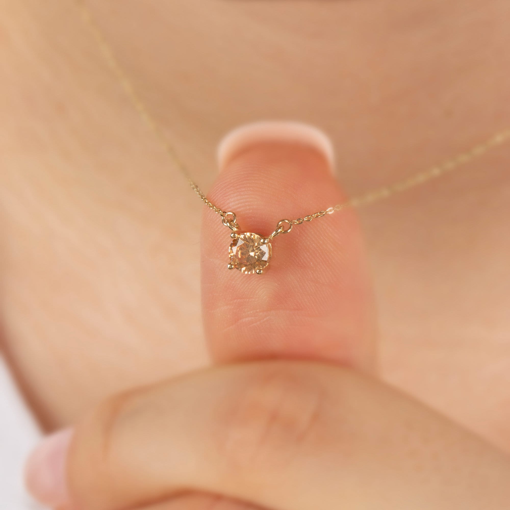 Round Double Link Citrine Necklace 14K Solid Gold, Birthstone Minimalist Jewelry, Perfect Gift for Mother's Day - Girlfriend - Wife