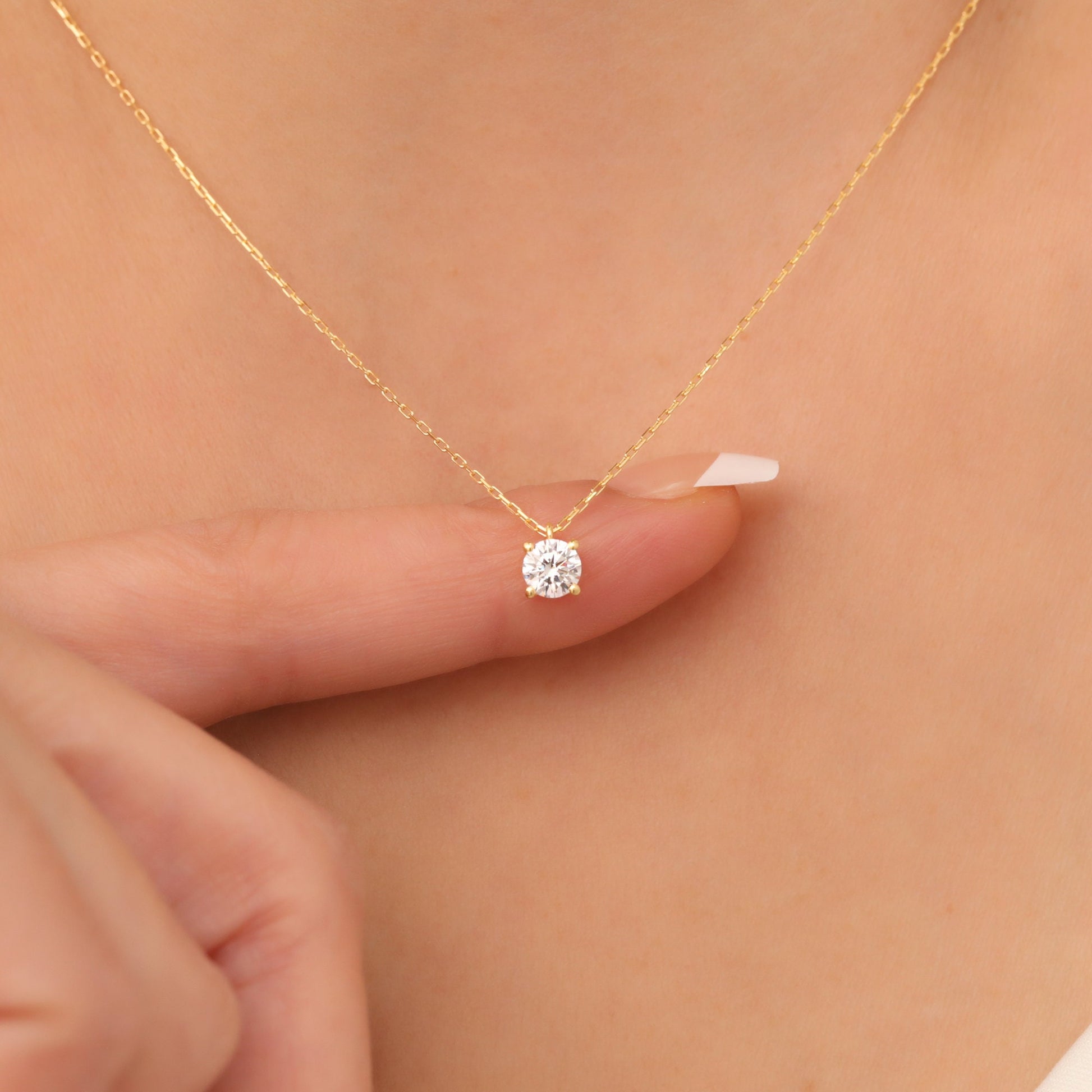 14K Solid Gold White Topaz Necklace - Minimalist Birthstone Jewelry, Stylish Design, Perfect Mother's Day Gift for Her