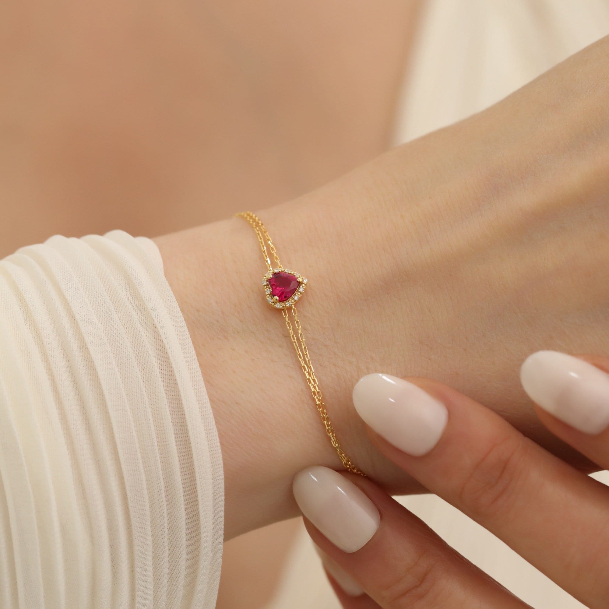Ruby heart bracelet hotsell