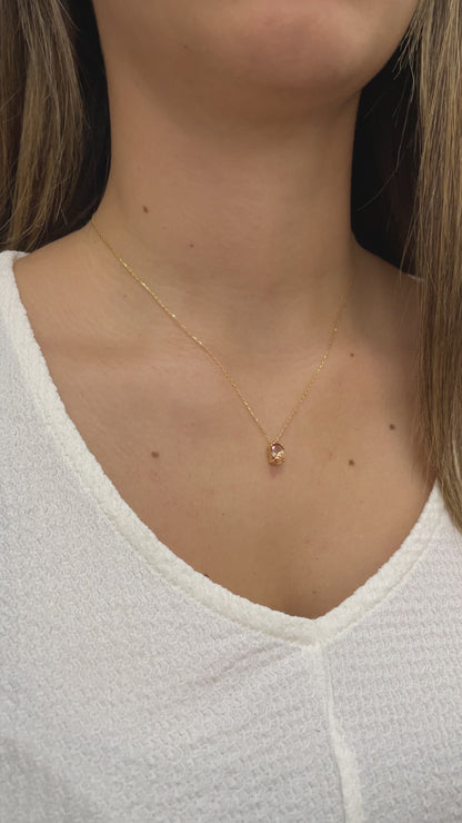 Oval Cut Citrine Necklace 8K/10K/14K Solid Gold, November Birthstone