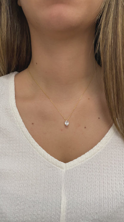 Oval Cut White Topaz Necklace 8K/10K/14K Solid Gold, April Birthstone