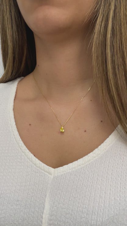 Yellow Topaz Drop Necklace 8K/10K/14K Solid Gold