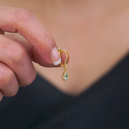 Teardrop Dangle Aquamarine Earring Surrounded by Real Diamonds 8K/10K/14K Solid Gold, March Birthstone
