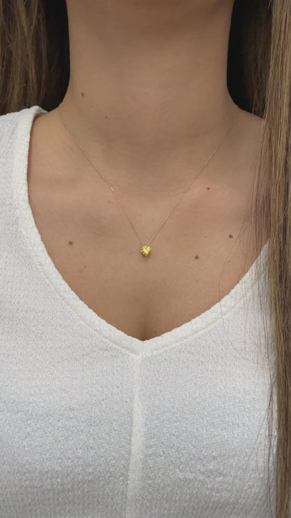 Yellow Topaz Heart Necklace 8K/10K/14K Solid Gold, November Birthstone