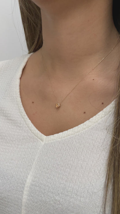 Citrine Heart Necklace 8K/10K/14K Solid Gold, November Birthstone