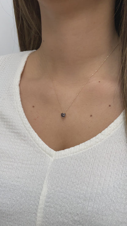 Smoky Quartz Heart Necklace 8K/10K/14K Solid Gold