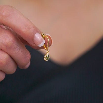 Teardrop Dangle Peridot Earring Surrounded by Real Diamonds 8K/10K/14K Solid Gold, August Birthstone