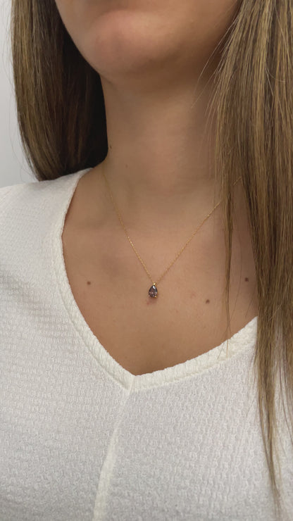 Smoky Quartz Drop Necklace 8K/10K/14K Solid Gold