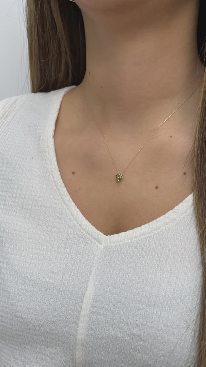 Peridot Heart Necklace 8K/10K/14K Solid Gold, August Birthstone