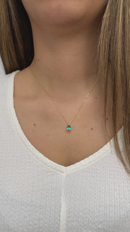 Aqua Green Drop Necklace 8K/10K/14K Solid Gold