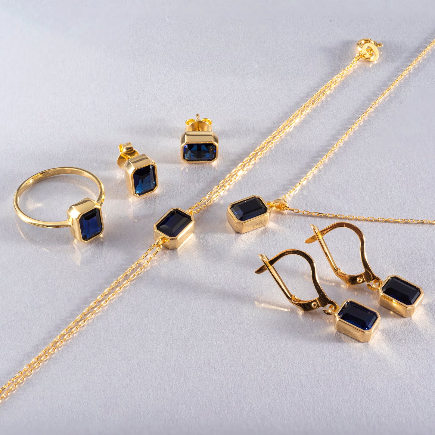 Sapphire Rectangle Bracelet 10K/14K Solid Gold, September Birthstone Baguette Jewelry