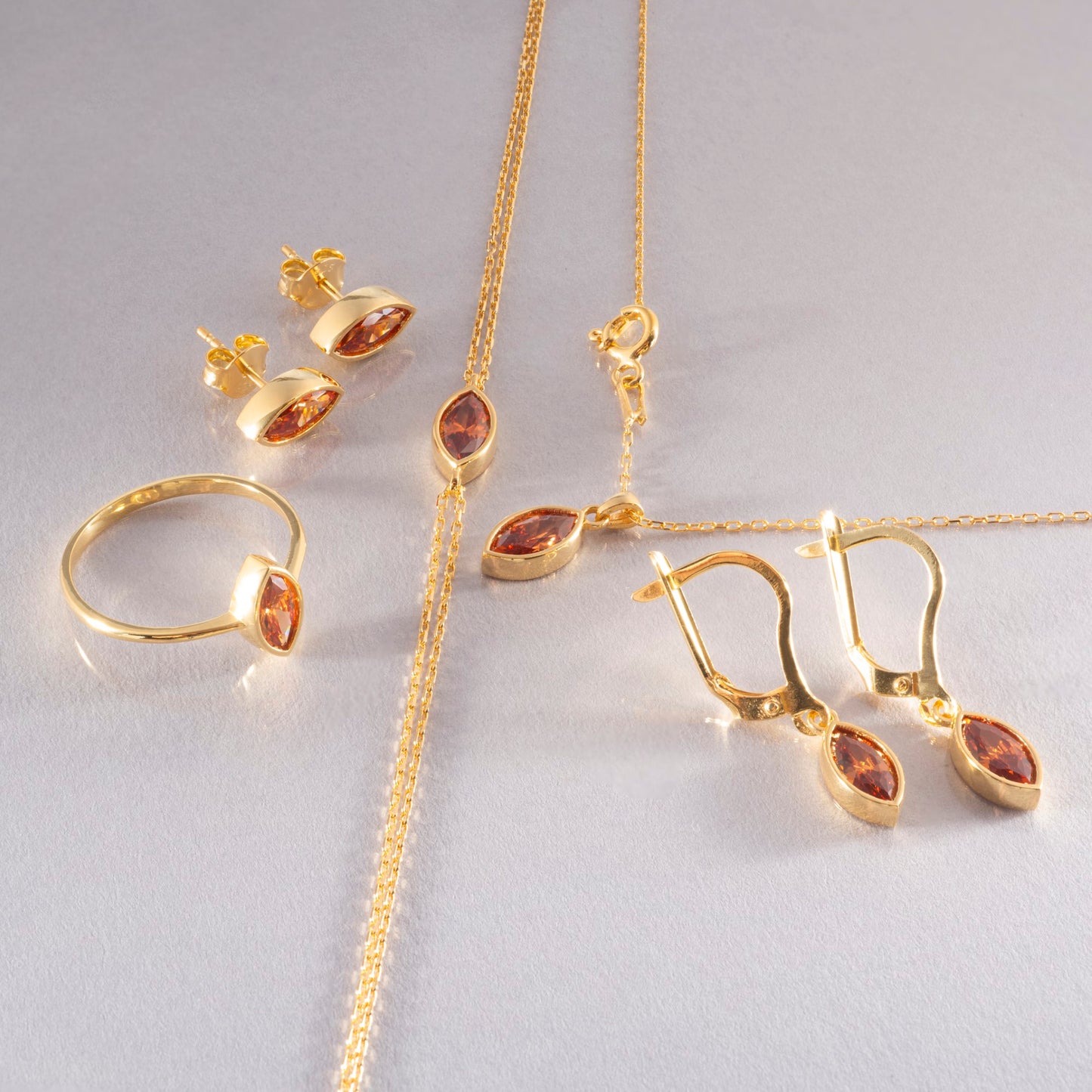 Citrine Stud Earrings Bezel Marquise Cut in 14K Solid Gold, November Birthstone Jewelry Queen Jewelry Earrings